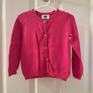Old Navy Punk Pink Button Front Cardigan Sweater Girls Size 3T